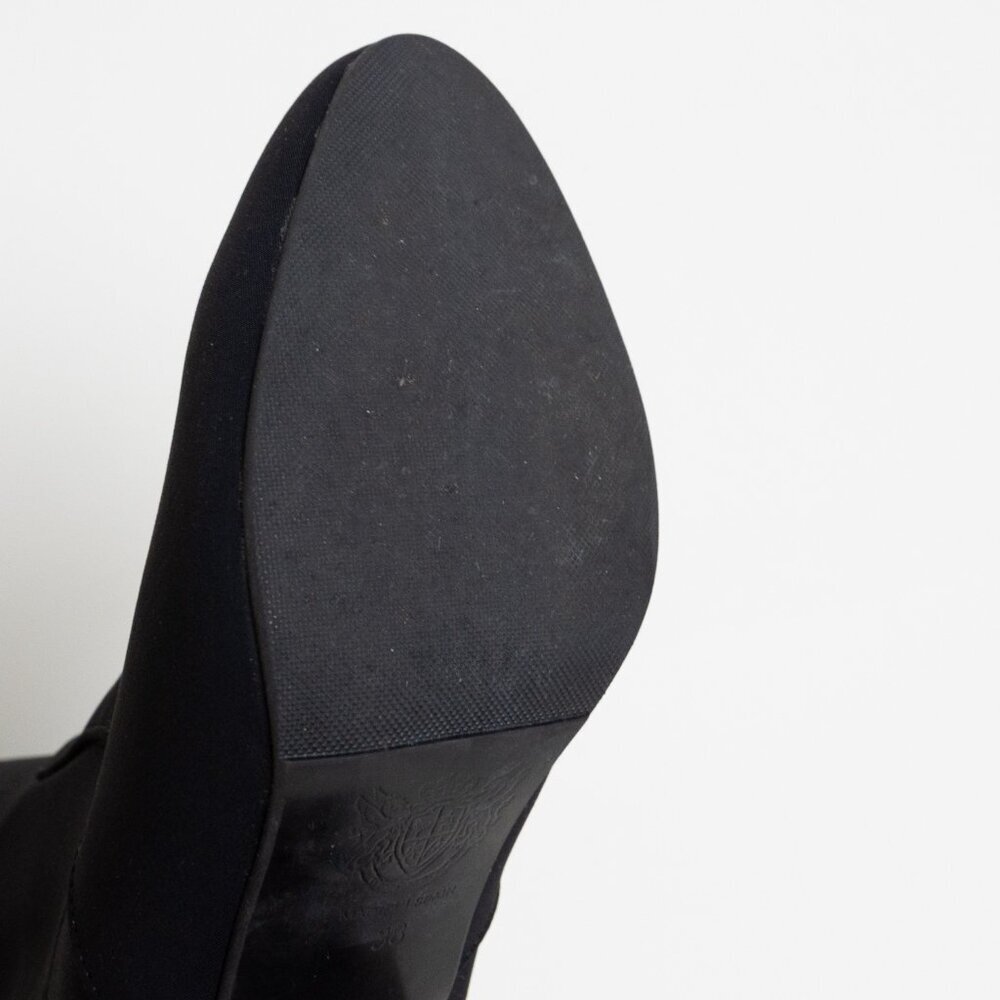 Pedro Miralles Black Sock Knee Boots Metal Cut-Out Heel EU 38 - Picture 11 of 12